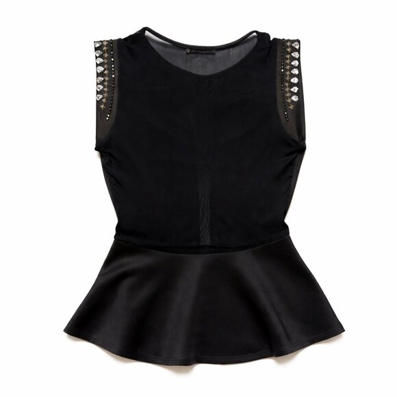 Arden B Beaded Top Medium Y2K Going Out Sleeveless Sheer Back Glam - Picture 3 of 6